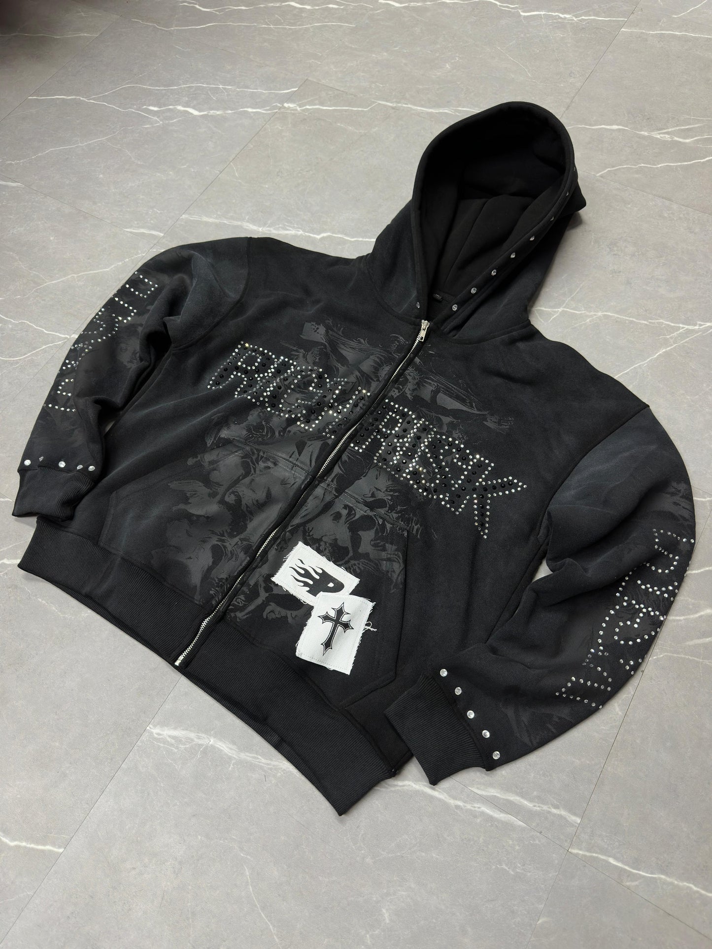 Black Rich Risk Rhinestone Jacket