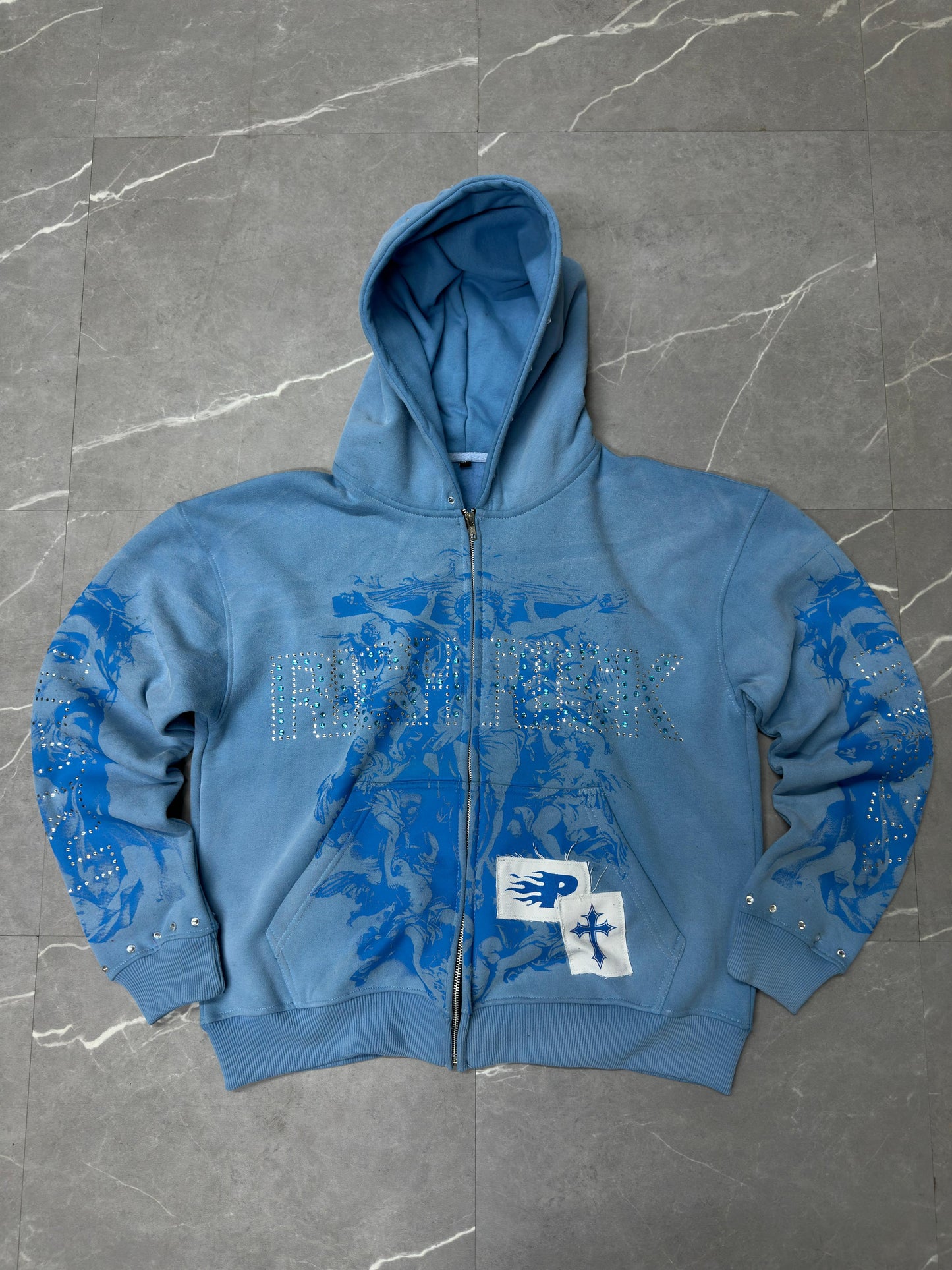 Light Blue Rich Risk Rhinestone Jacket