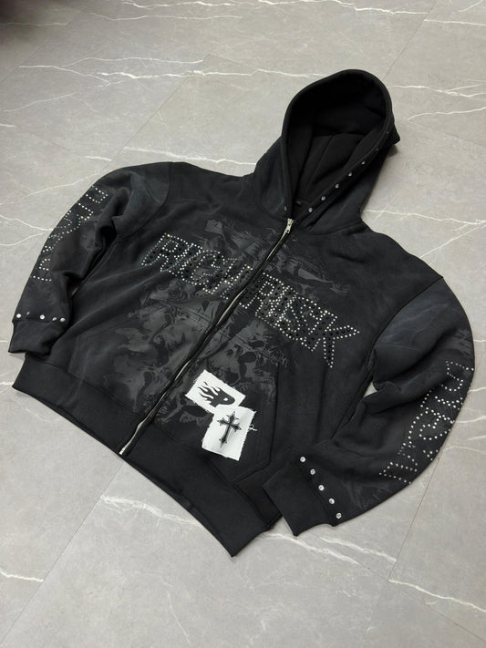 Black Rich Risk Rhinestone Jacket