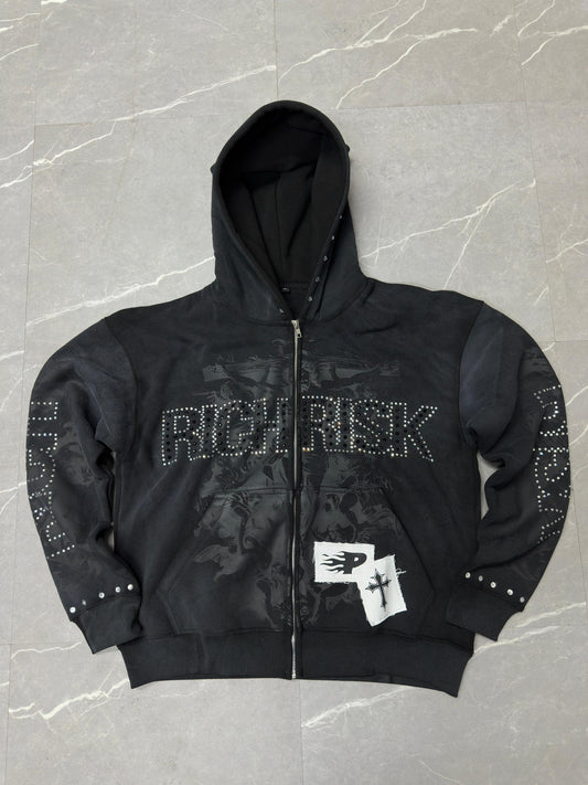 Black Rich Risk Rhinestone Jacket
