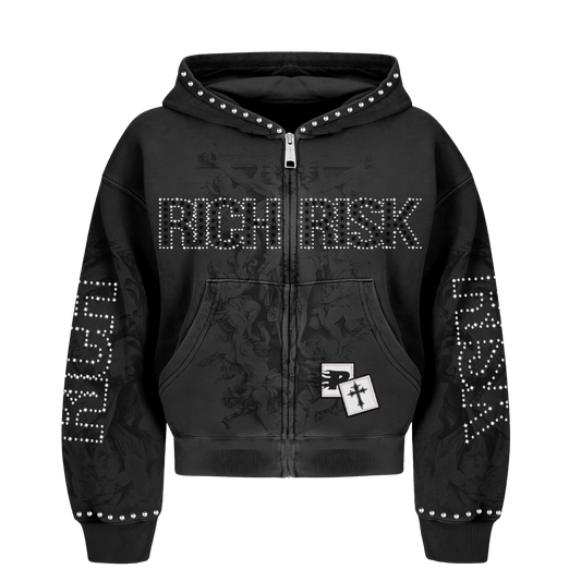 Black Rich Risk Rhinestone Jacket