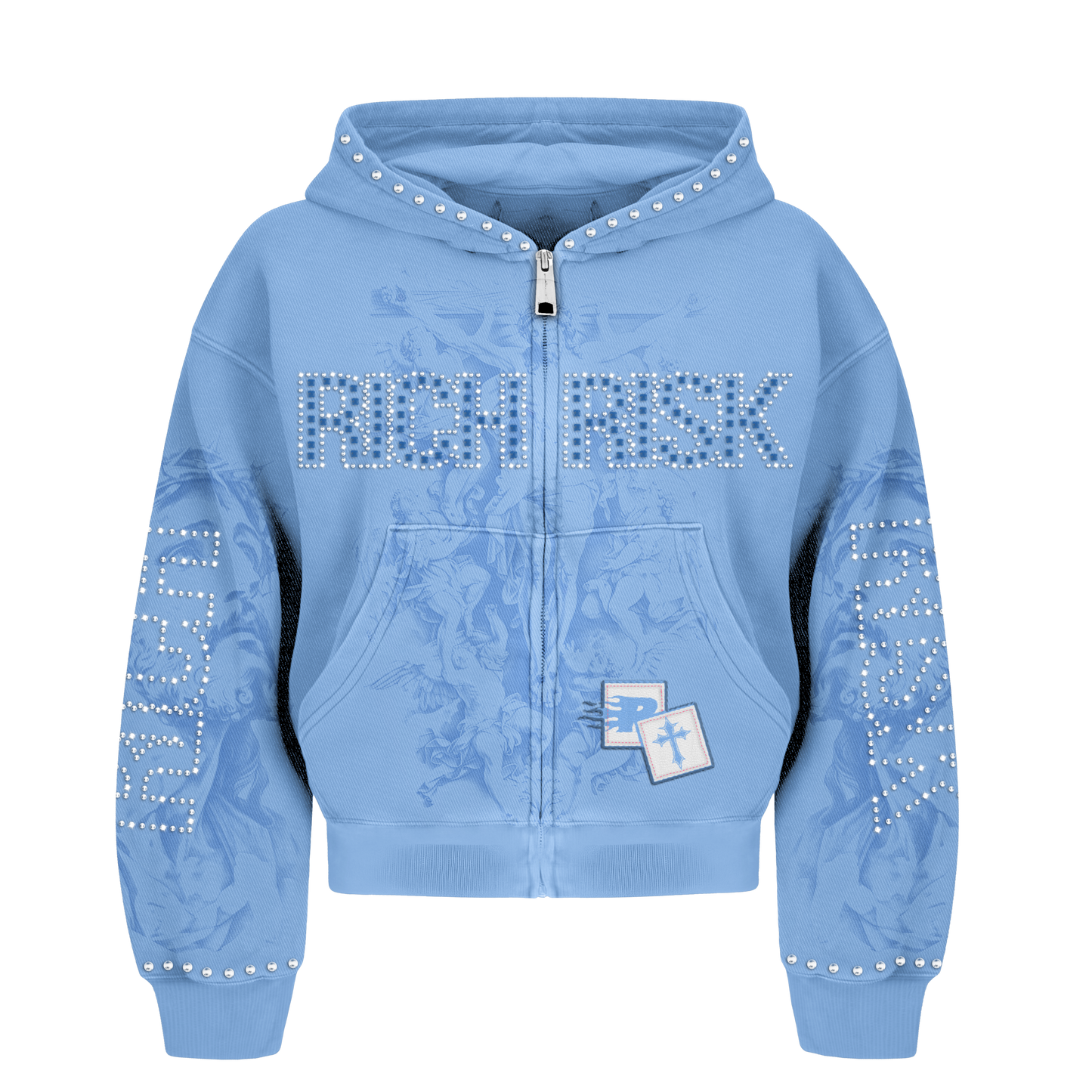 Light Blue Rich Risk Rhinestone Jacket