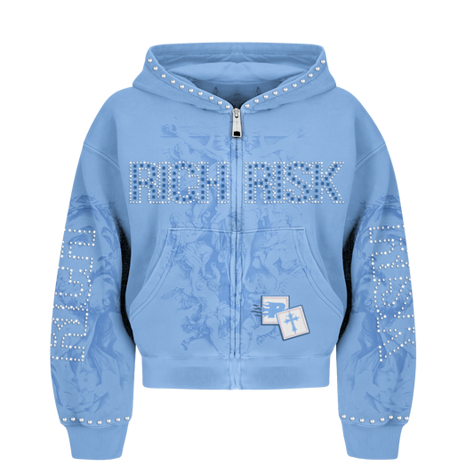 Light Blue Rich Risk Rhinestone Jacket